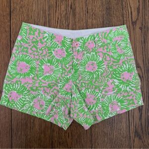 Lilly Pulitzer Green and Pink Callahan Women's Shorts Size 10